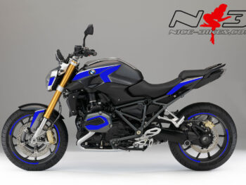 BMW R1200R Edition blau auf grauer Maschine
