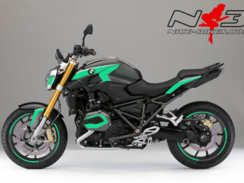 BMW R1200R Edition mint auf grauer Maschine
