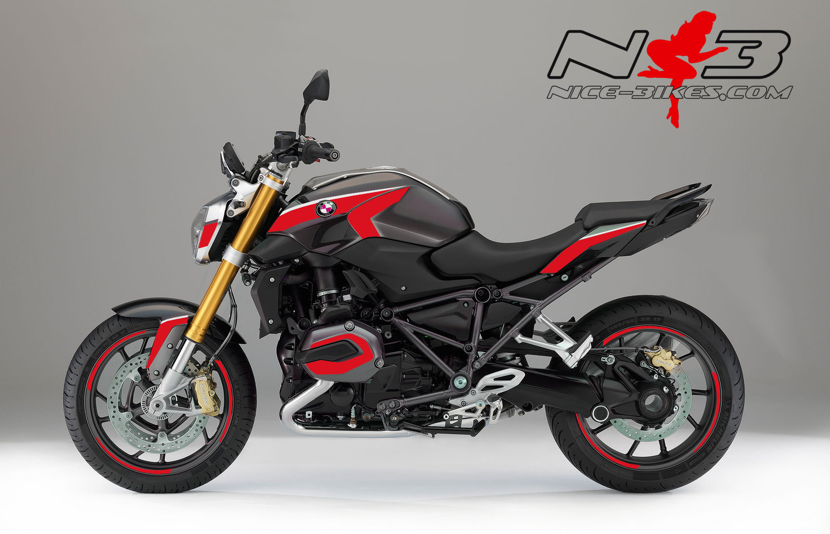 BMW R1200R Edition rot auf grauer Maschine
