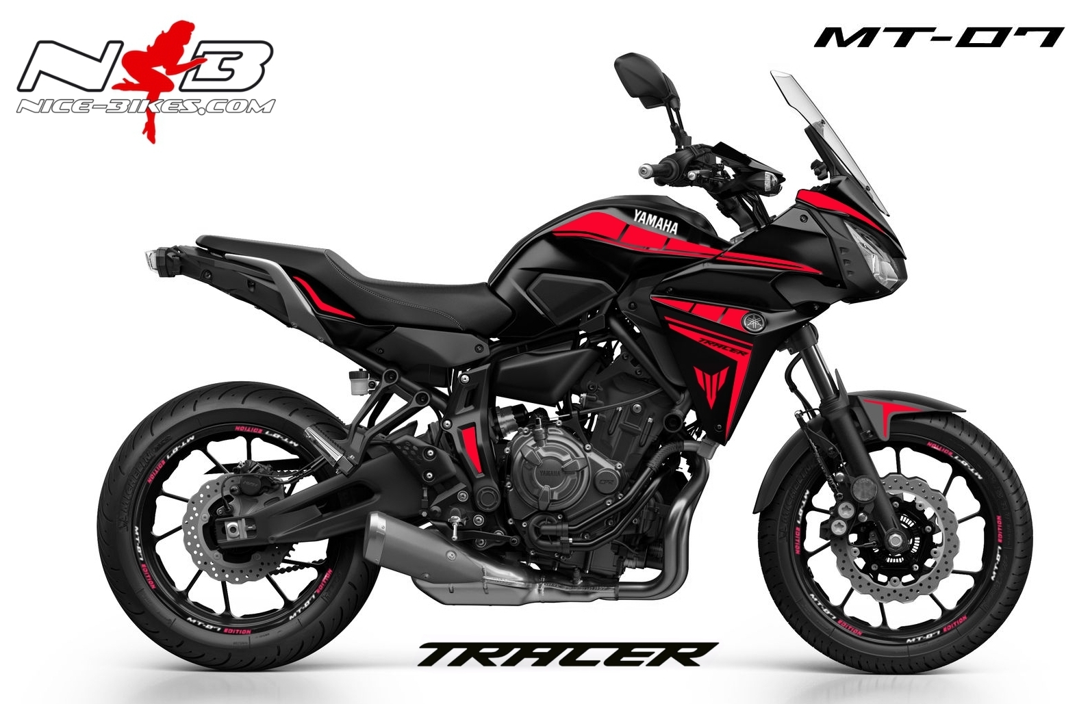 MT07 Tracer rot auf schwarzer Maschine