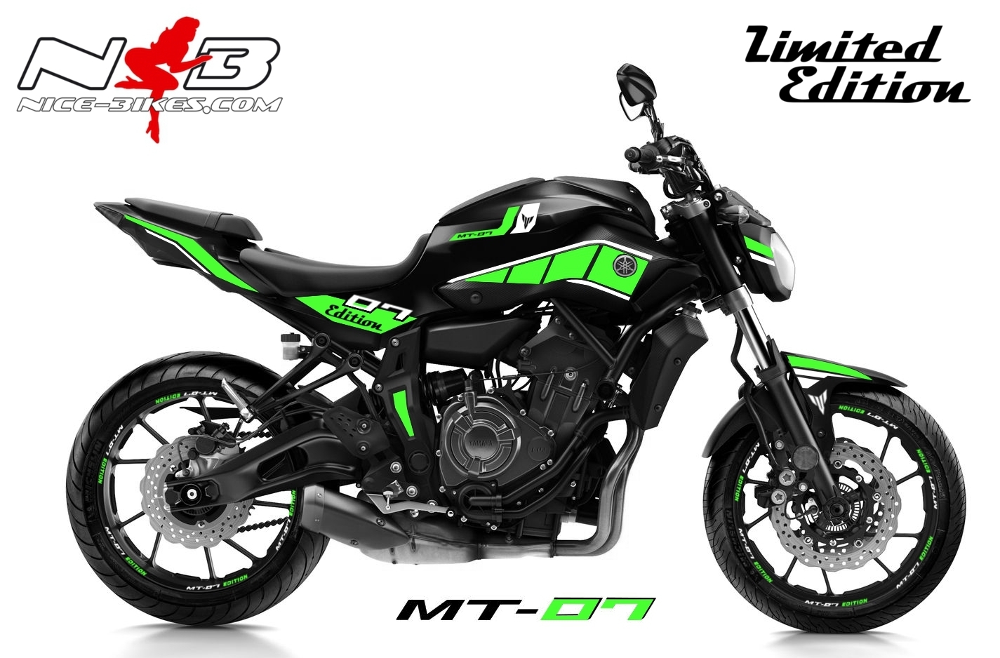 MT07 / 2017 limegreen auf schwarzer Maschine