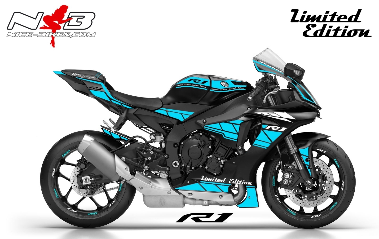 R1 Dekor hellblau auf schwarzer Maschine 2017-
