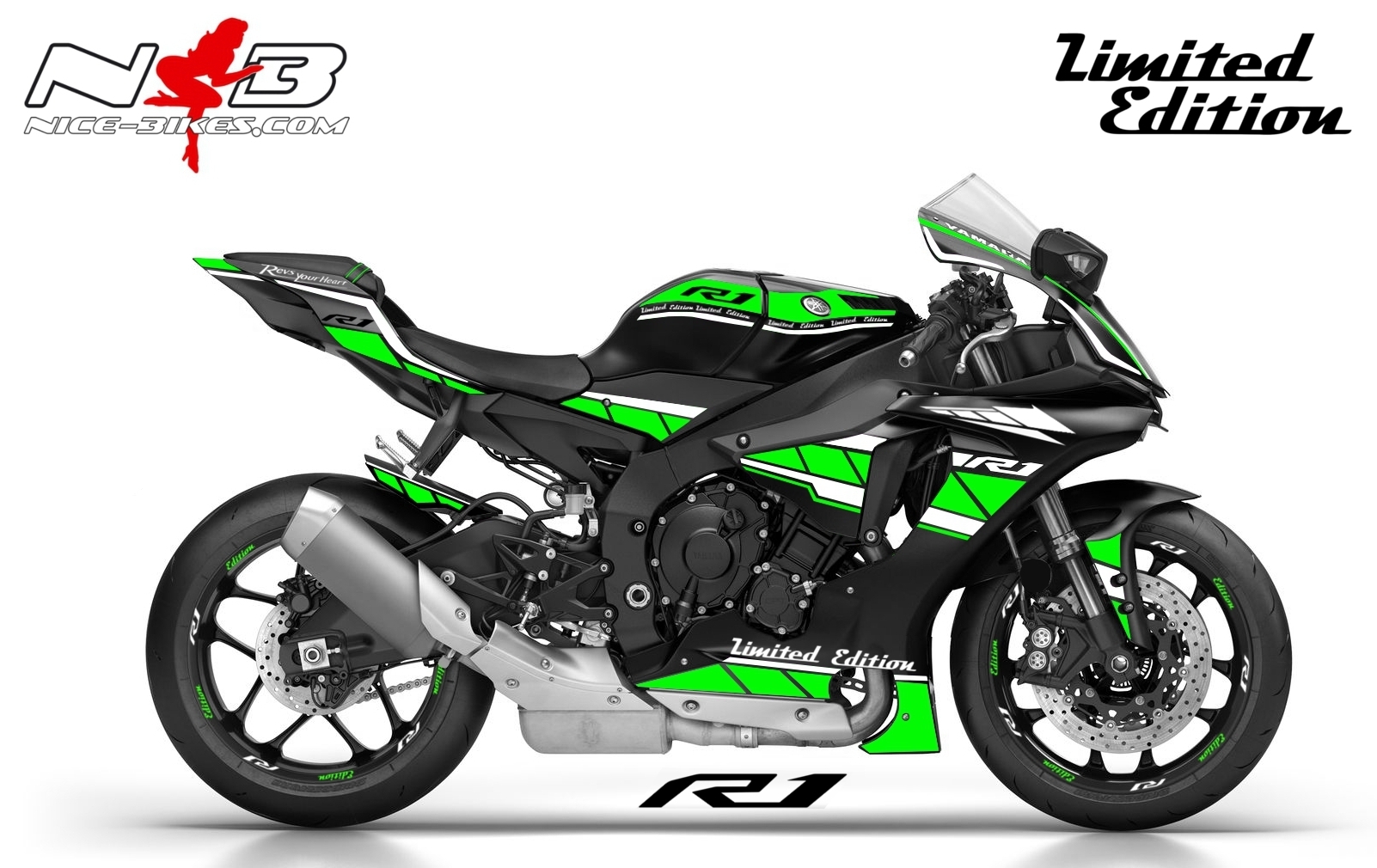 R1 Dekor limegreen/weiß auf schwarzer Maschine 2017-