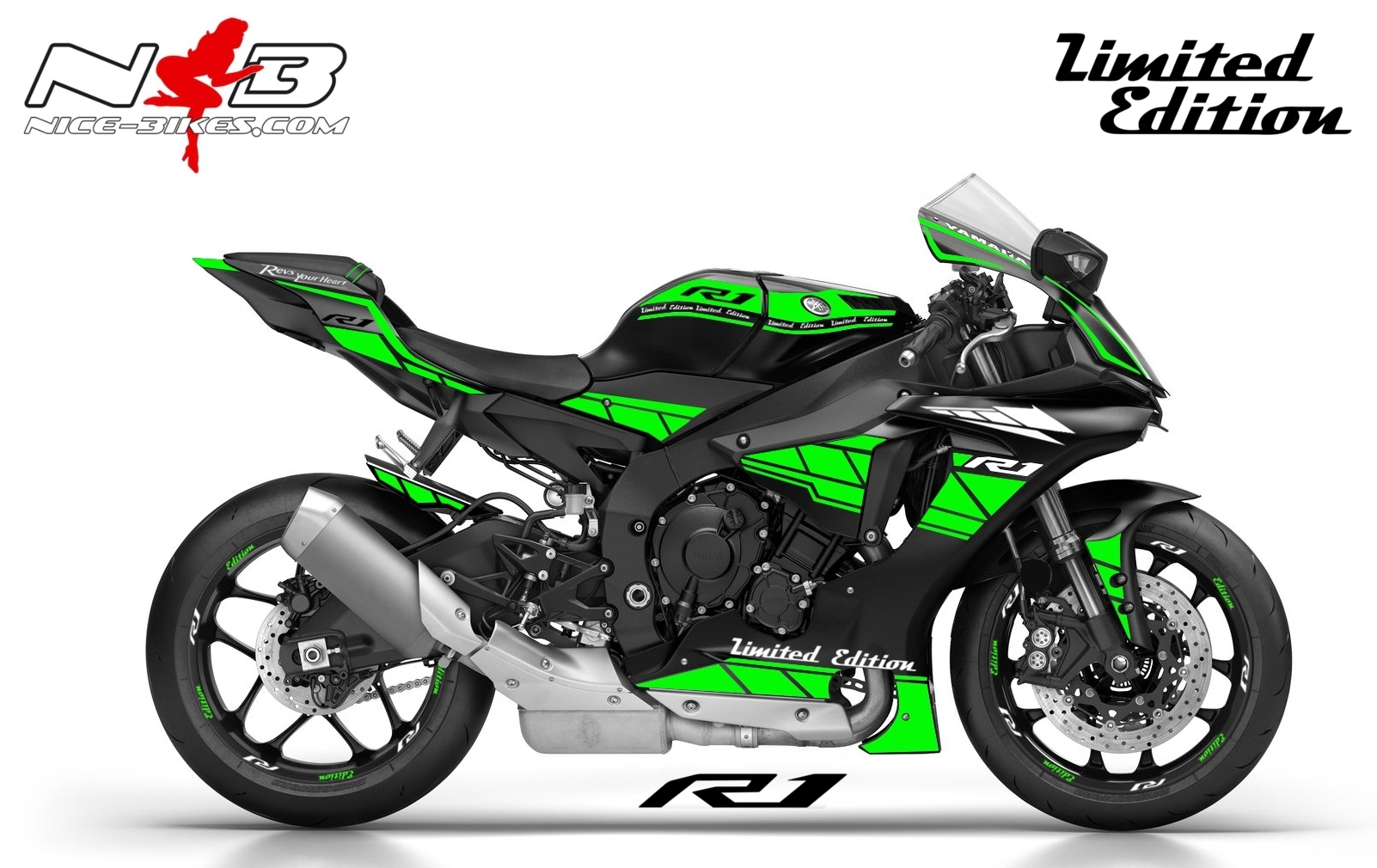 R1 Dekor limegreen auf schwarzer Maschine 2017-