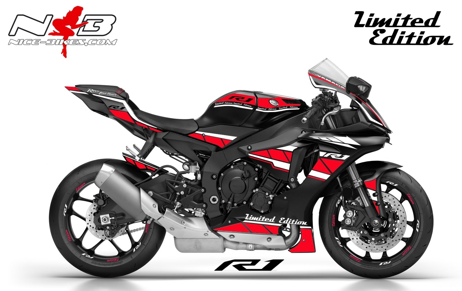 R1 Dekor rot/weiß auf schwarzer Maschine 2017-