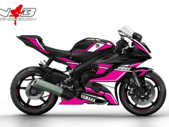 R6 Race Foliendekor pink auf schwarzer Maschine