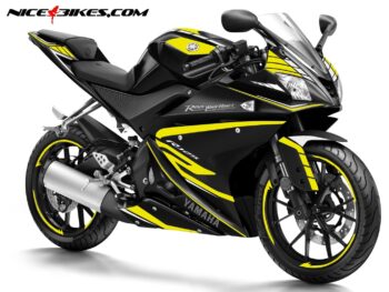 R125 Race Foliendekor gelb auf schwarzer Maschine