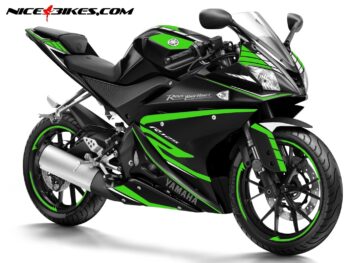 R125 Race Foliendekor limegreen auf schwarzer Maschine