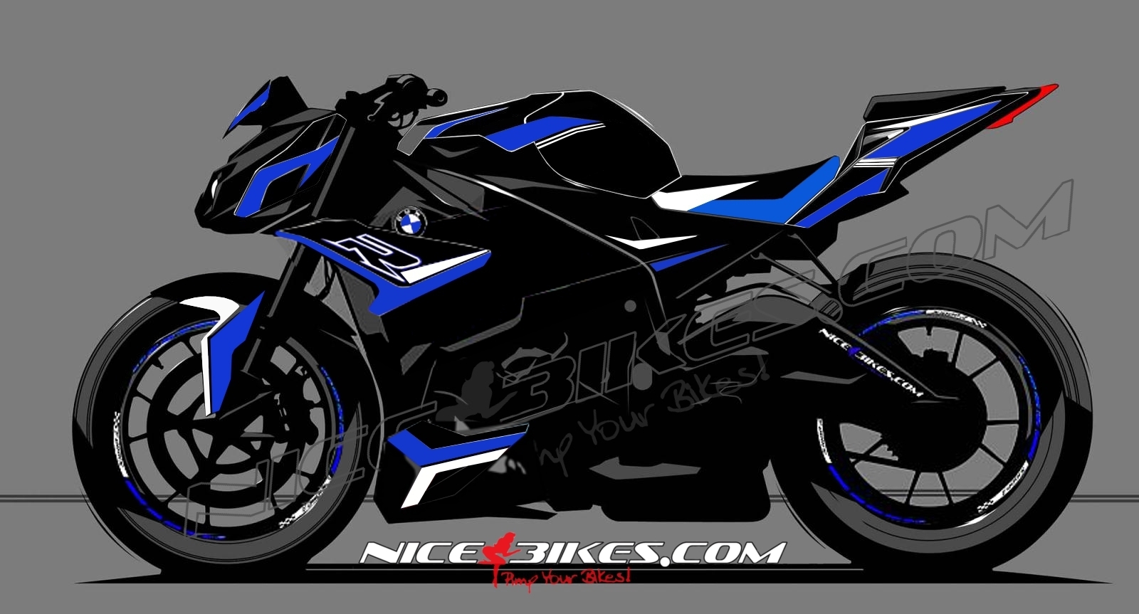 Dekorsatz S1000R EDITION blau auf schwarzer Maschine 2017-