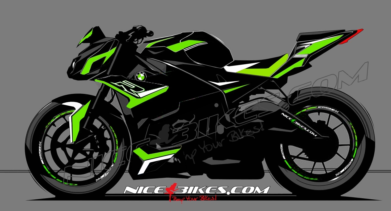 Dekorsatz S1000R EDITION limegreen auf schwarzer Maschine 2017-