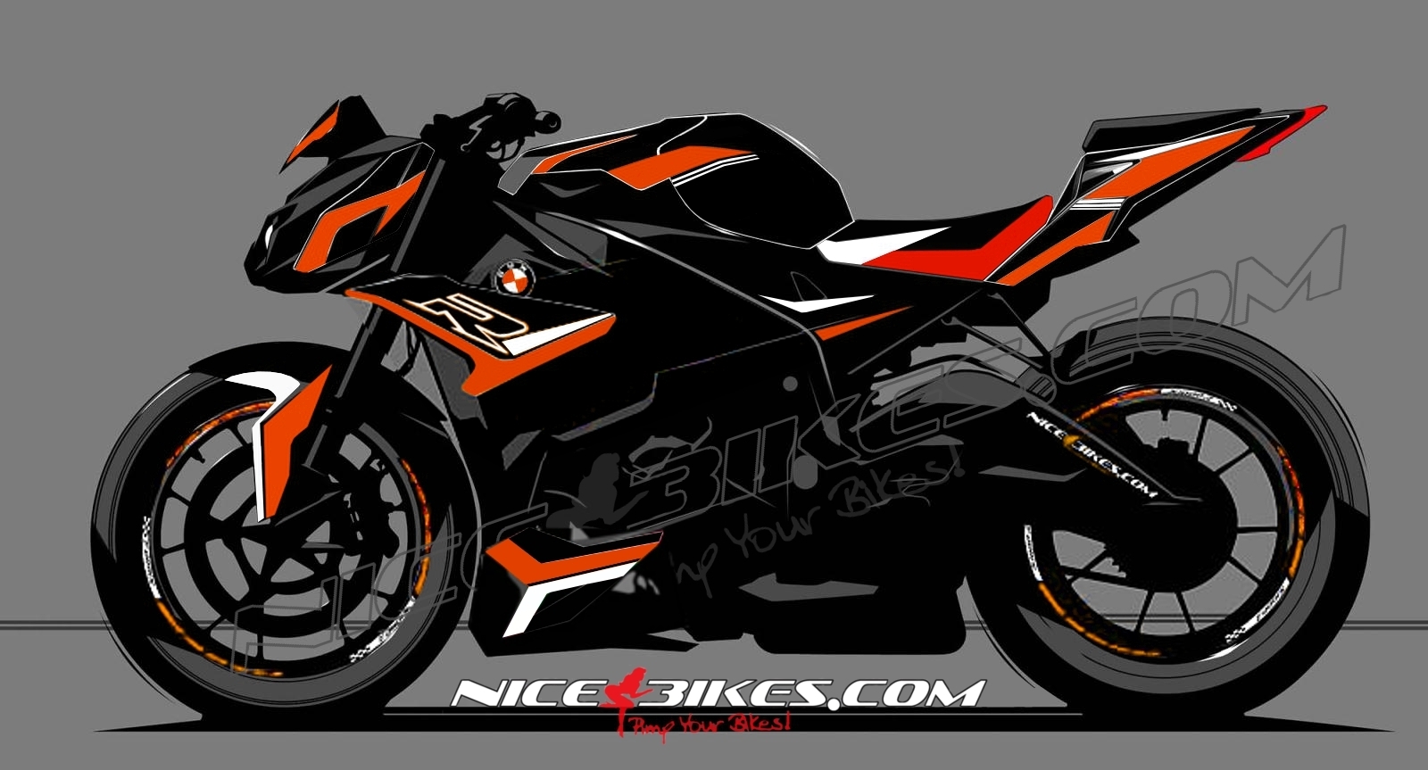 Dekorsatz S1000R EDITION orange auf schwarzer Maschine 2017-