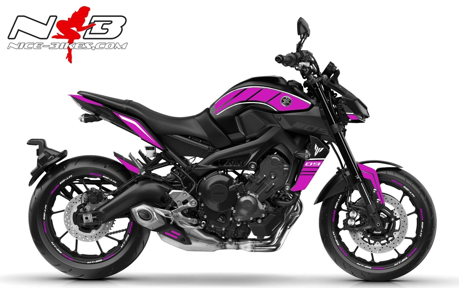 MT09 / pink auf schwarzer Maschine