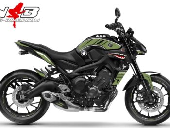 MT09 2018 NOSE ART Army Green Matt auf schwarzer Maschine