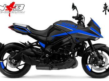 Katana blau auf schwarzer Maschine