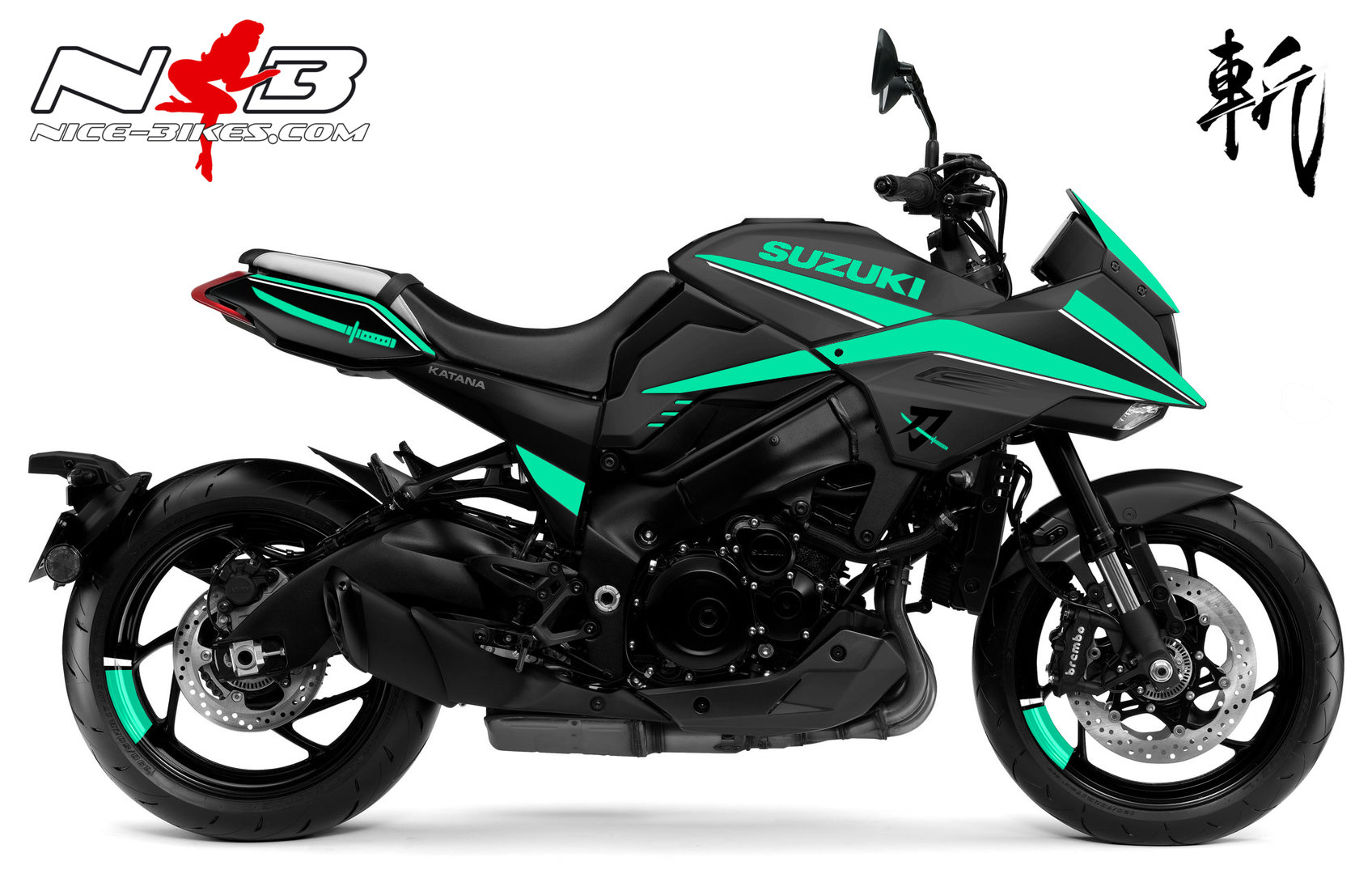 Katana mint auf schwarzer Maschine