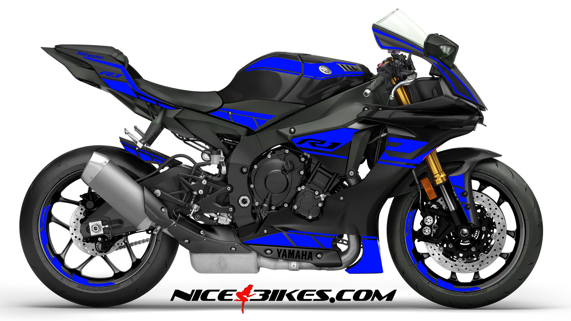 R1 Dekor blau auf schwarzer Maschine 2019