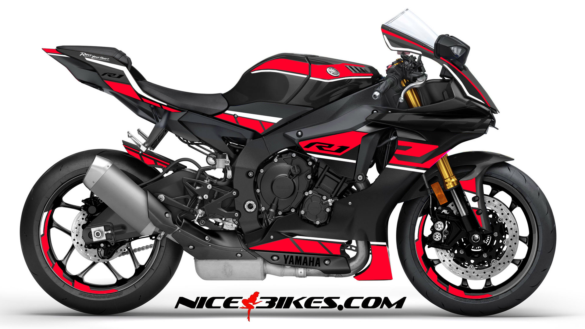 R1 Dekor rot/weiß auf schwarzer Maschine 2019