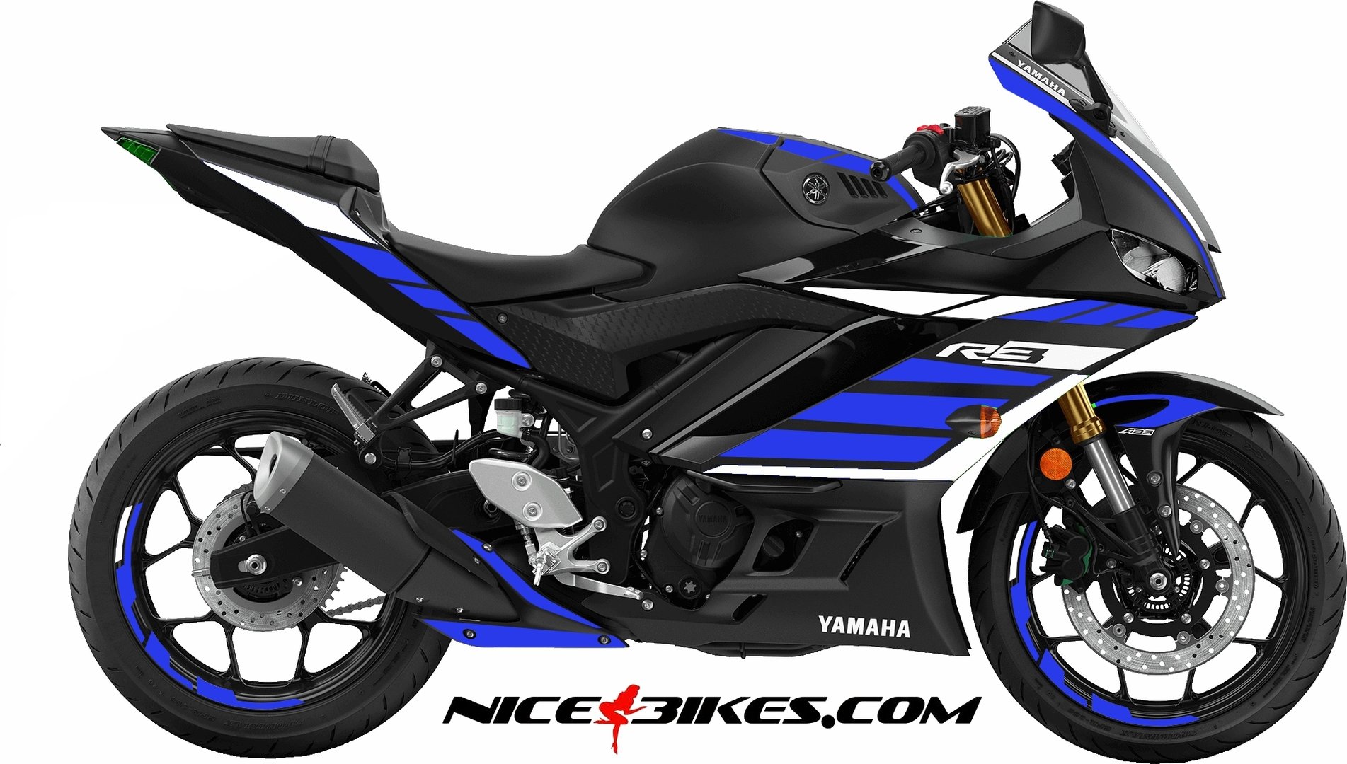 R3 Dekor blau auf schwarzer Maschine