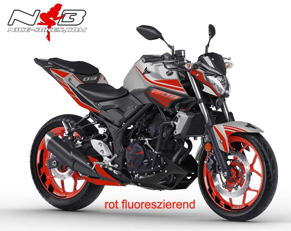 MT03 rot Fluoreszierend auf grauer Maschine 2019