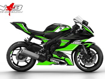 R6 Race Foliendekor 2019 limegreen auf schwarzer Maschine