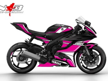 R6 Race Foliendekor 2019 pink auf schwarzer Maschine