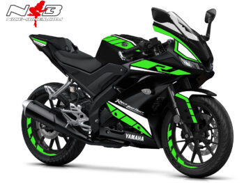 Foliendekor R125 2019-21 Race imegreen auf schwarzer Maschine