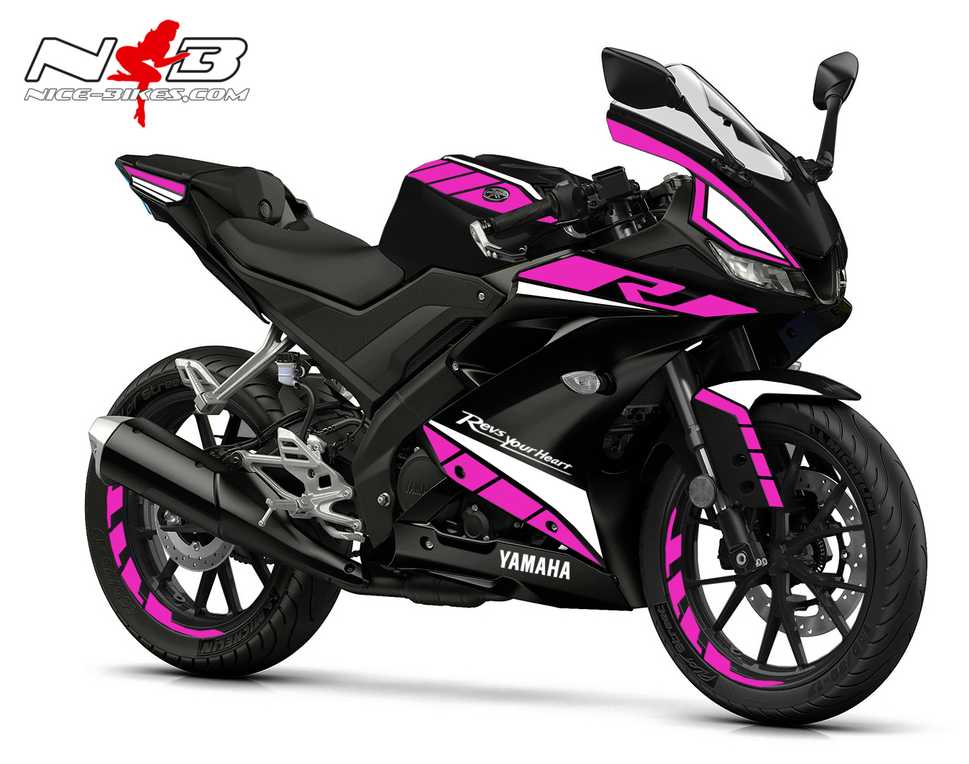 Foliendekor R125 2019-21 Race pink auf schwarzer Maschine