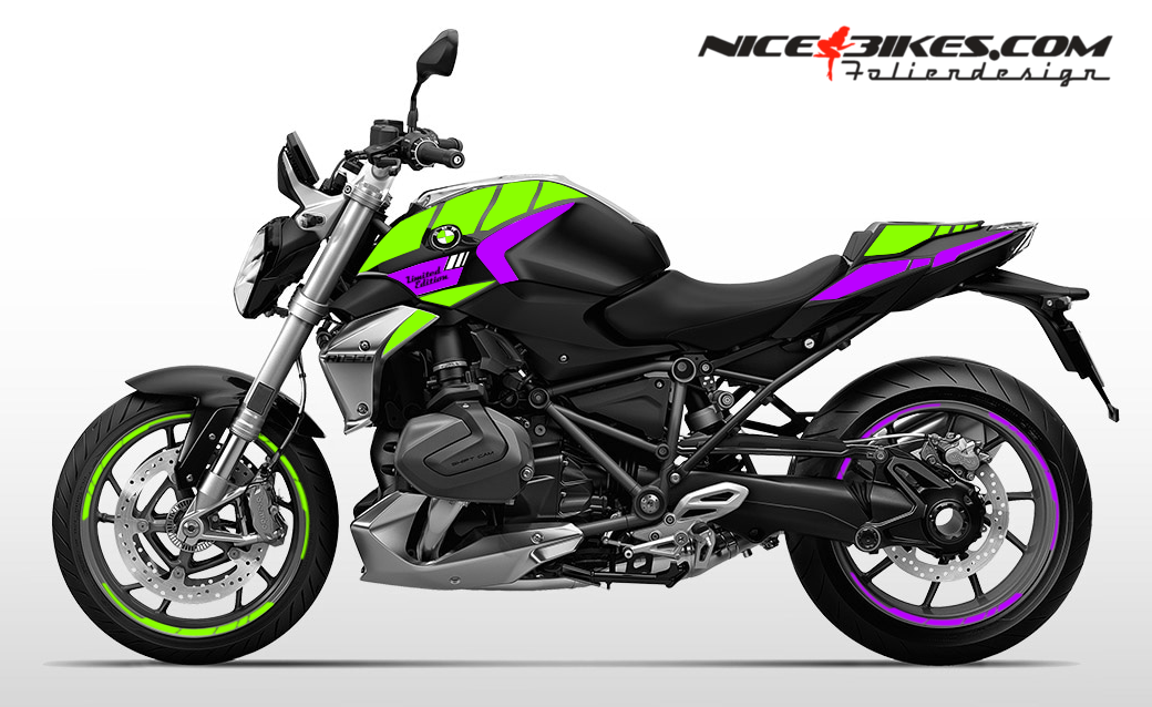 Foliendesign BMW R1250R (Bj. 2023-25) Wasabi Green/Manga Violett