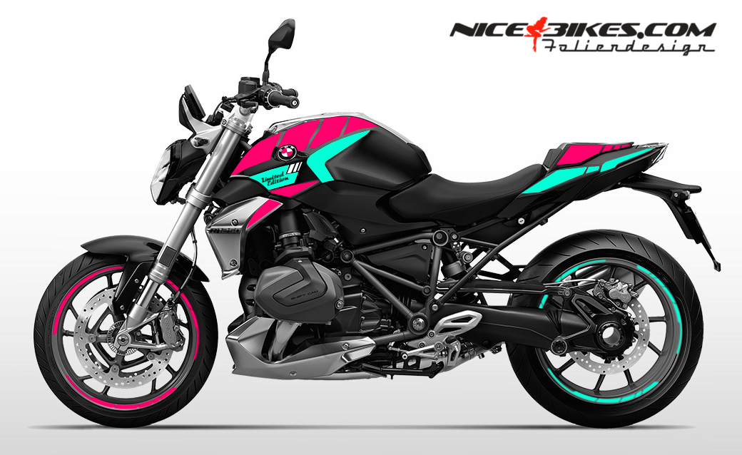 Foliendesign BMW R1250R (Bj. 2023-25) Himbeer Red/Miami Blue