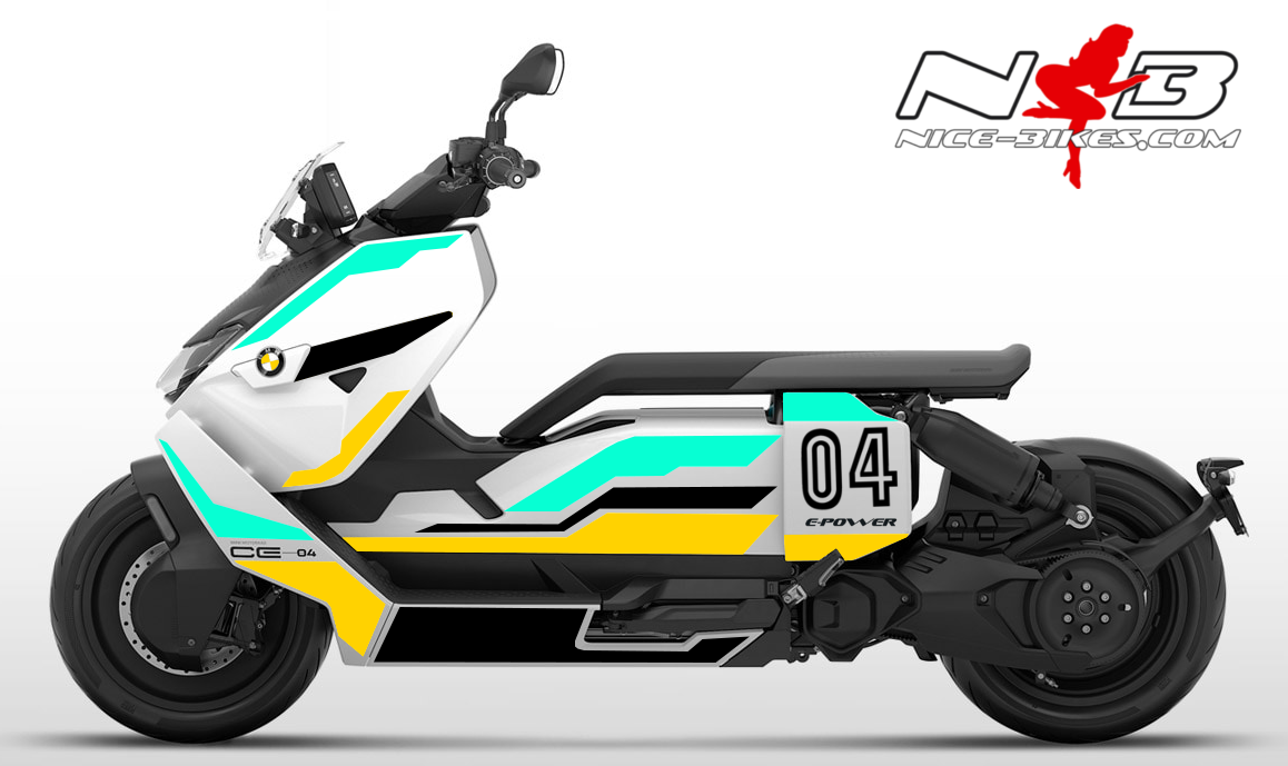 Foliendesign BMW CE-04 Miami Blue/ Hornet Yellow