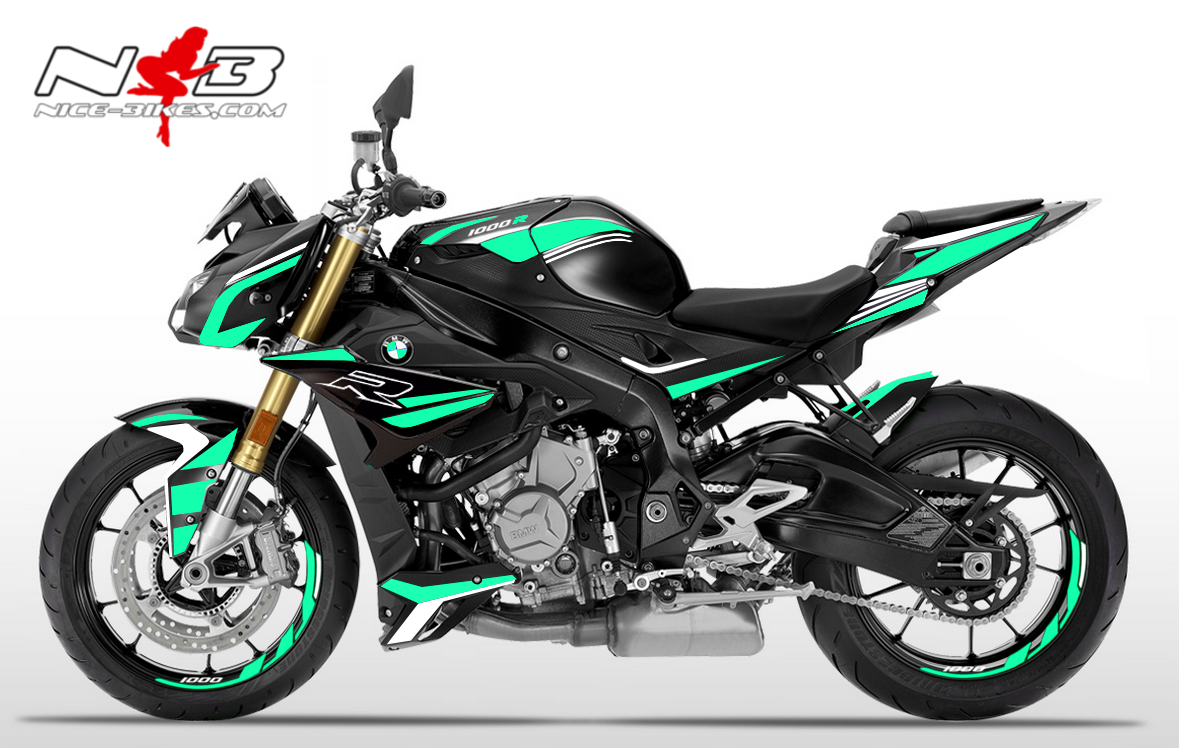 Foliendesign BMW S1000R (Bj. 2020) Mint Blue-White