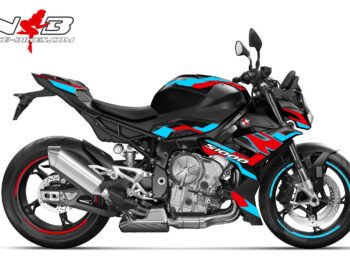 Foliendesign BMW S1000R (Bj. 2023-24) Light Blue/ Racing Red