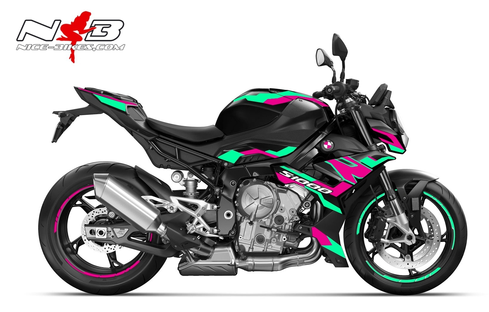 Foliendesign BMW S1000R (Bj. 2023-24) Miami Blue/ Himbeer Red