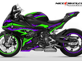 Foliendesign BMW S1000RR (Bj. 2023-24) Inferno Manga Violett/ Wasabi Green