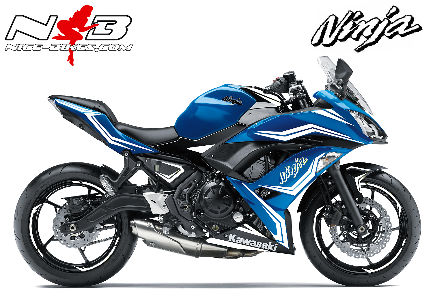 Ninja 650 Foliendekor weiß für Blaue Maschine 2018-