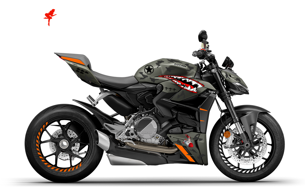 Foliendesign Ducati Streetfighter V2 Extrem Fighter Orange 2023-24