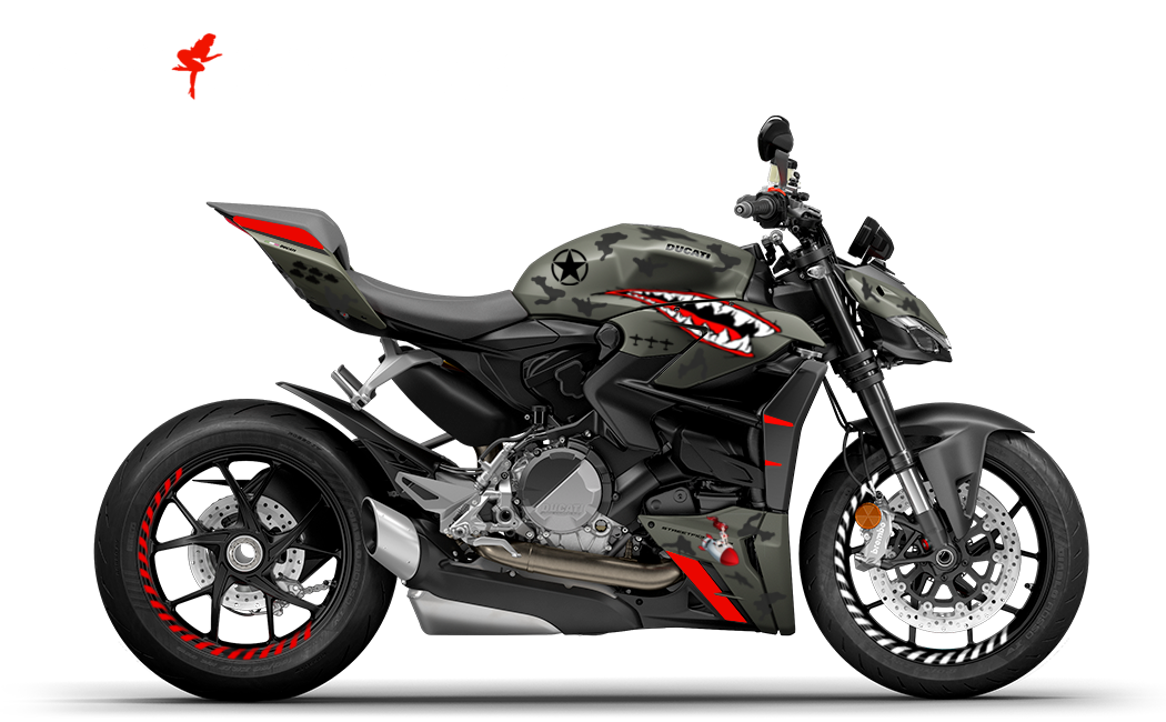 Foliendesign Ducati Streetfighter V2 Extrem Fighter Red 2023-24