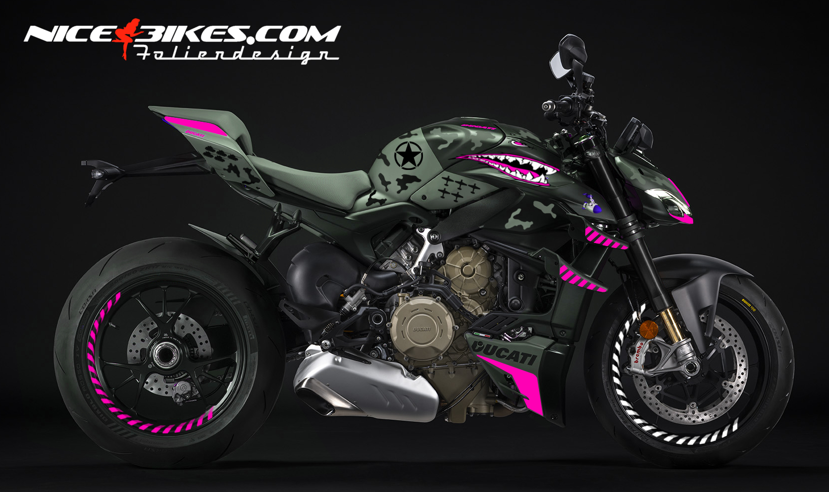 Foliendesign Ducati Streetfighter V4 Extrem Fighter Pretty Pink 2023-24