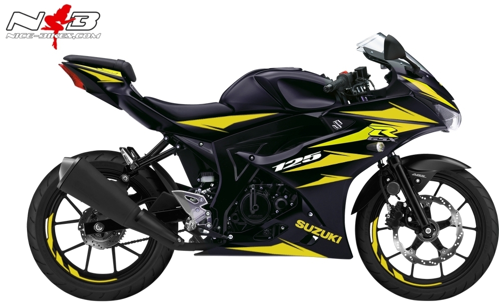 GSX-R125 gelb auf schwarzer Maschine