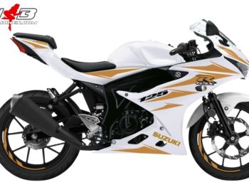 GSX-R125 gold auf weißer Maschine