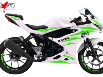 GSX-R125 limegreen auf weißer Maschine