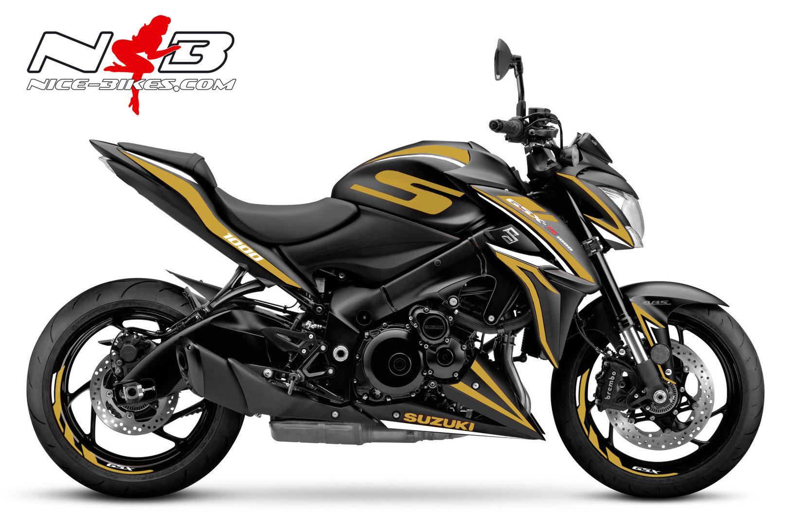 GSX-S1000 gold auf schwazer Maschine