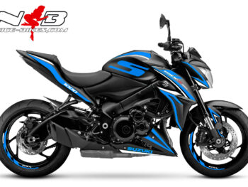 GSX-S1000 hellblau auf schwarzer Maschine