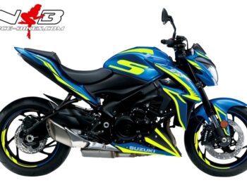 GSX-S1000 NEON-gellb auf blauer Maschine