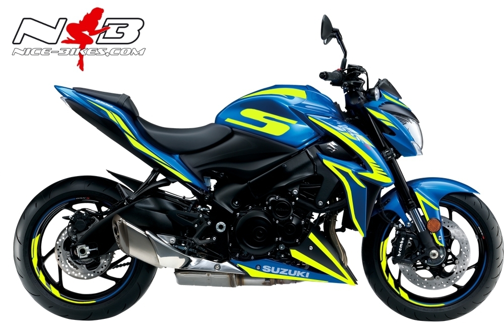 GSX-S1000 NEON-gellb auf blauer Maschine
