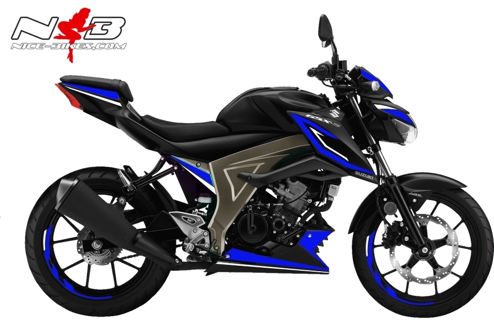 GSX-S125 blau auf schwarzer Maschine