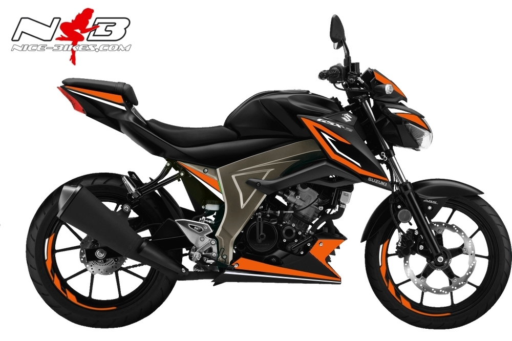 GSX-S125 orange auf schwarzer Maschine