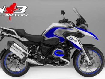 BMW GS Edition blau auf silberner Maschine