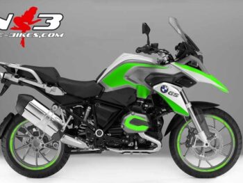 BMW GS Edition limegreen auf silberner Maschine