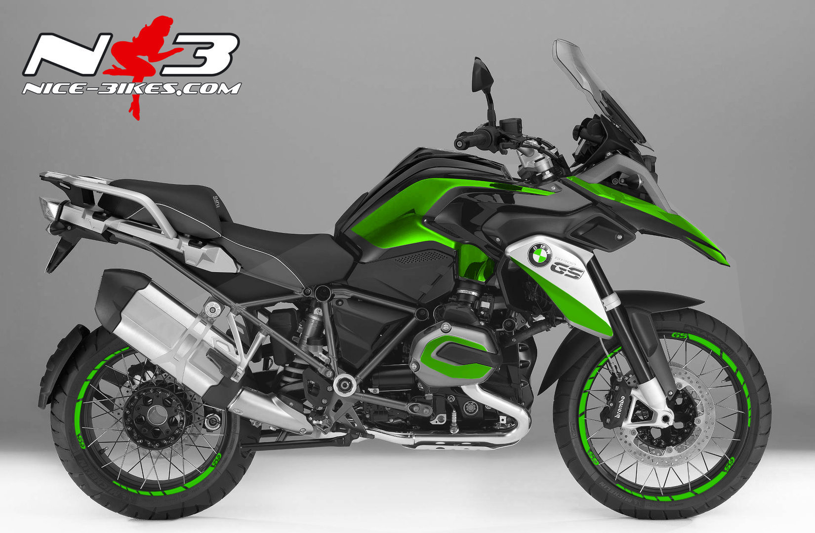BMW GS Edition limegreen auf schwarzer Maschine